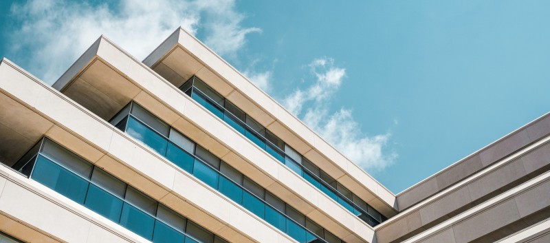 Roof of office park building