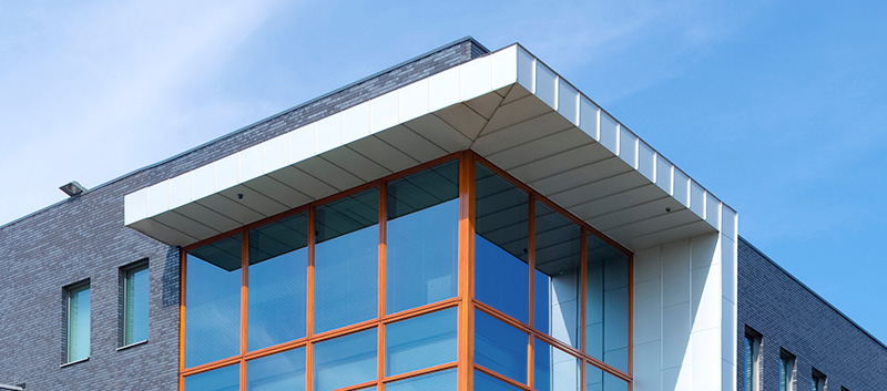 Roof of office park building